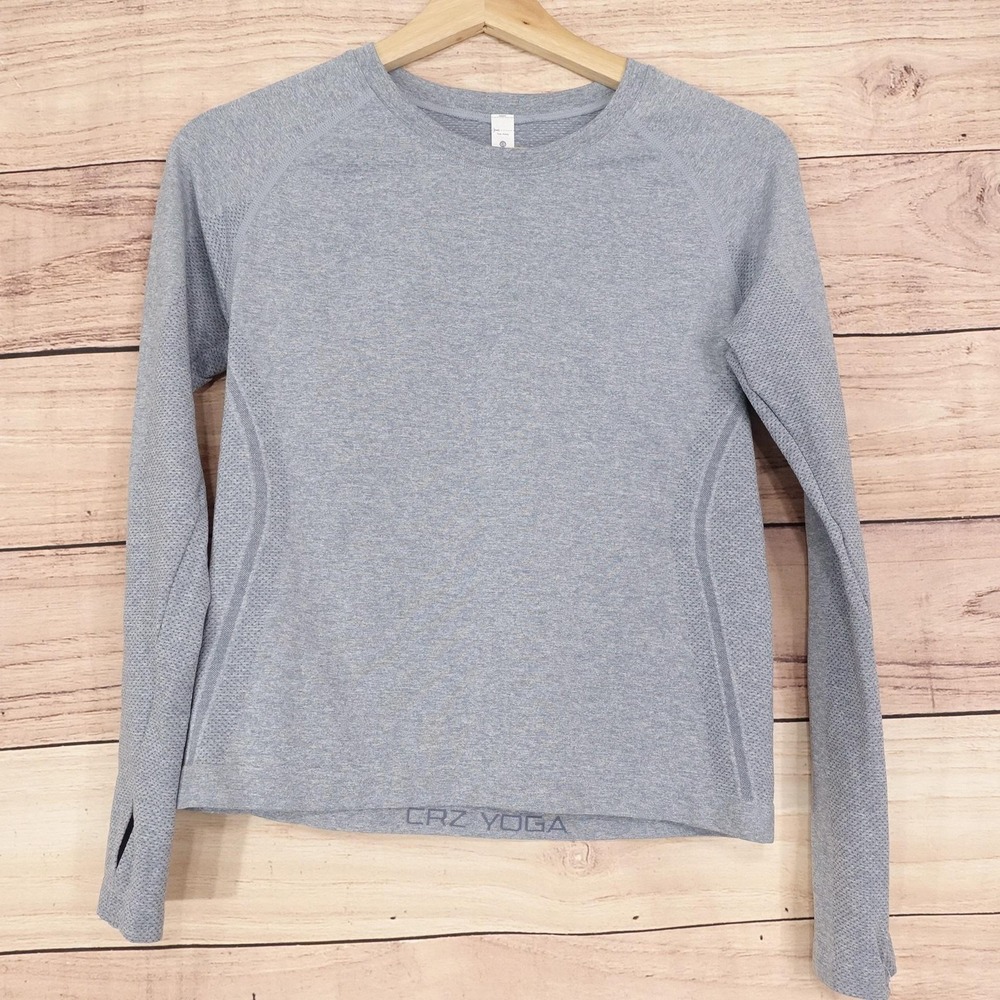CRZ YOGA Shirt Womens Small Blue Long Sleeve Crewneck Seamless Athletic Top